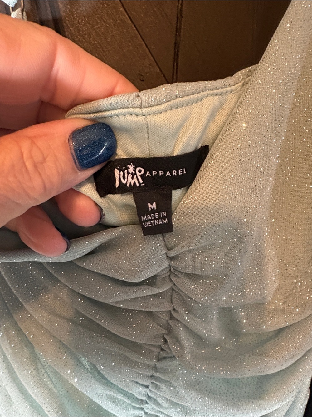 Jump Shimmery Mint Ruched Mini Dress with Ruffle Hem - Picture 5 of 8